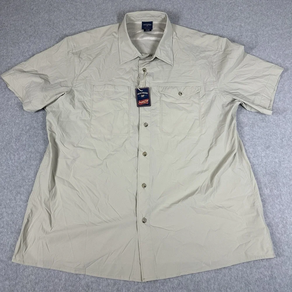 Bills Khakis Men's Short Sleeve Shirt Light Beige Size XXL Two Pockets NWT